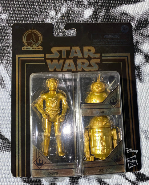 STAR WARS COMMERORATIVE EDITION HASBRO 3 PACK C-3PO + R2-D2 + BB-8